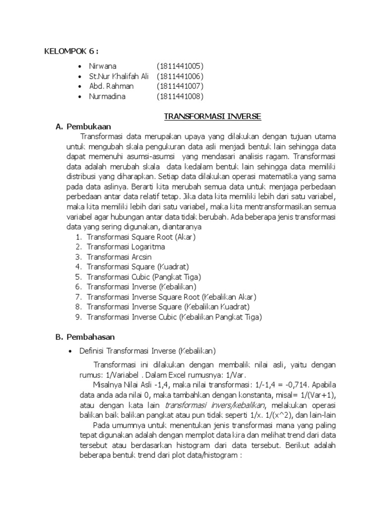 Transformasi Inverse dalam SPSS | PDF | Pengelolaan Keuangan & Uang ...
