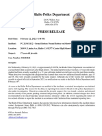 Rialto PD Investigating Sexual Battery Incident