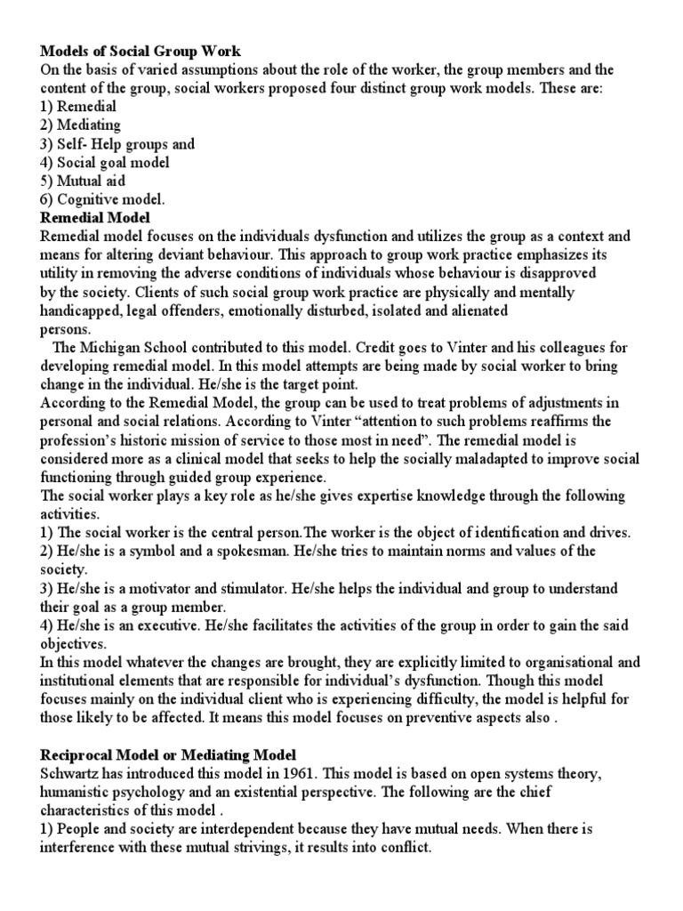 Models of Social Group Work PDF Psychotherapy Gestalt Therapy