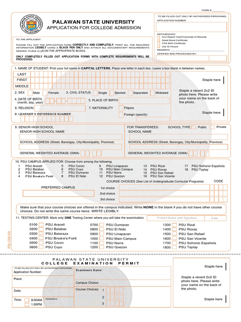 Psu Admission Form and Guidelines 2020-2021 | PDF | University And ...