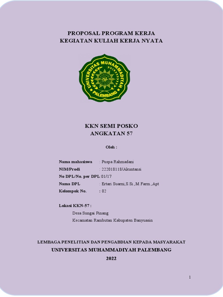 Proposal KKN Semi Posko Angkatan 57 | PDF | Karier & Perkembangan ...