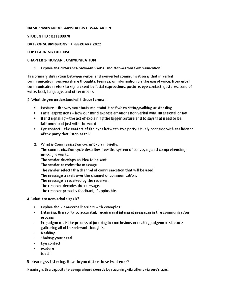 Understanding Human Communication Basics | PDF | Nonverbal ...