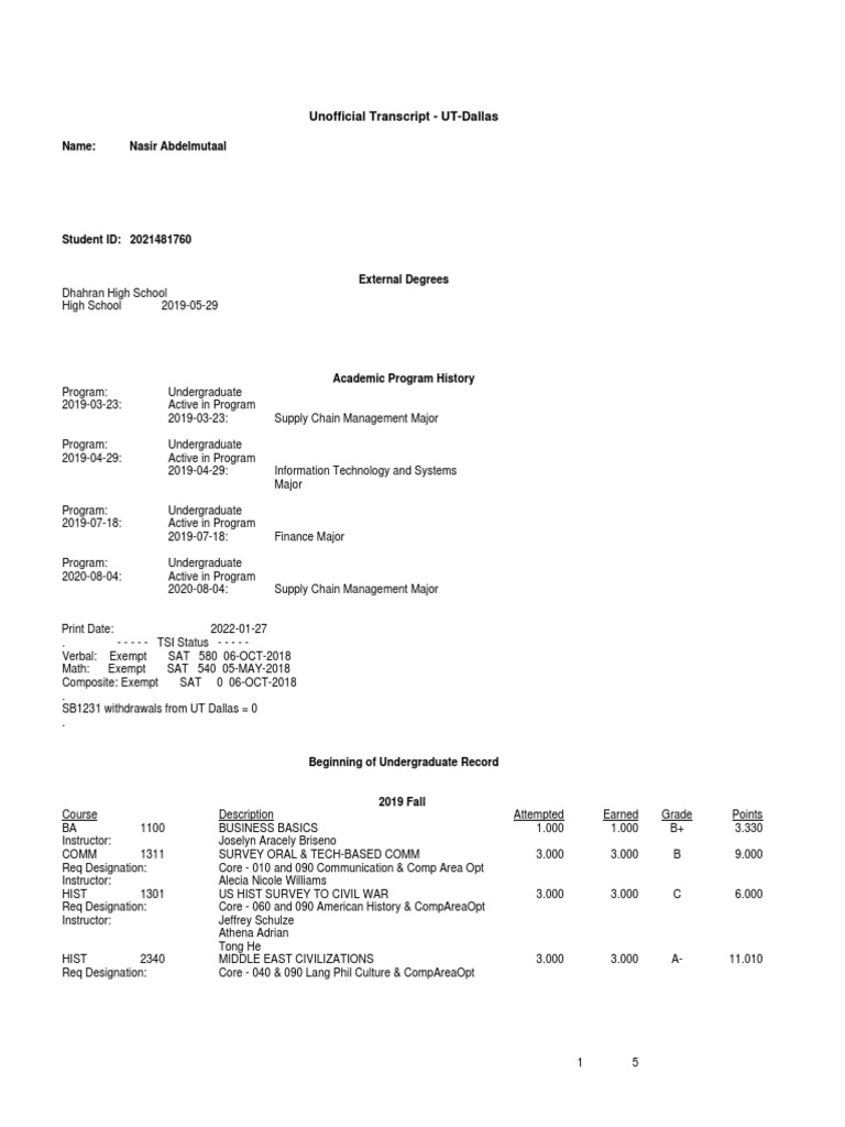 Ut Austin Unofficial Transcript Request