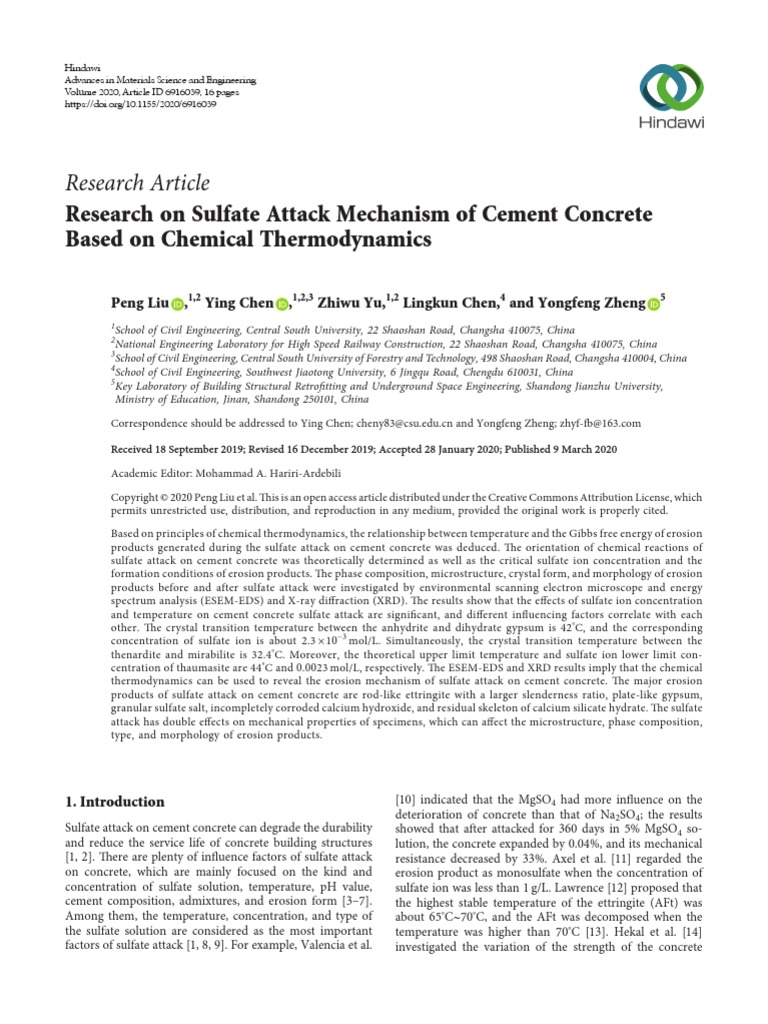 Sulfate Attack Mechanism of Cement Concrete | PDF | Concrete | Gibbs ...