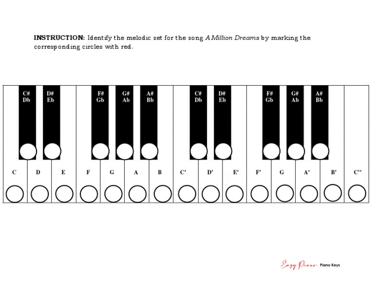 EASY PIANO 1 Piano Keys Worksheet PDF