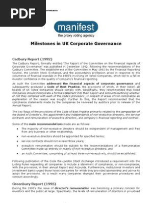 UK Corporate Governance Milestones