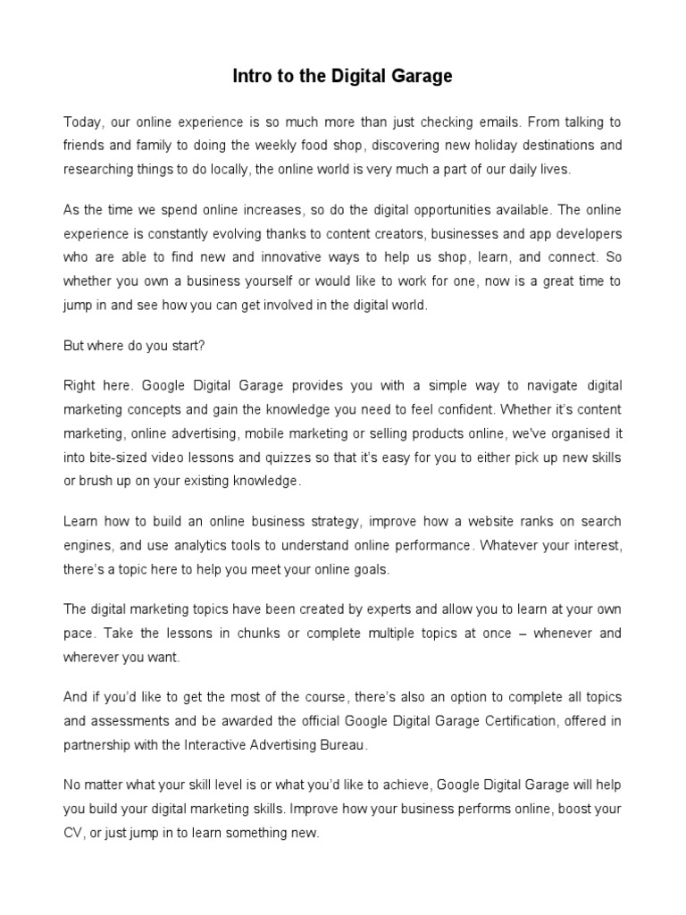 1 Intro To The Digital Garage PDF