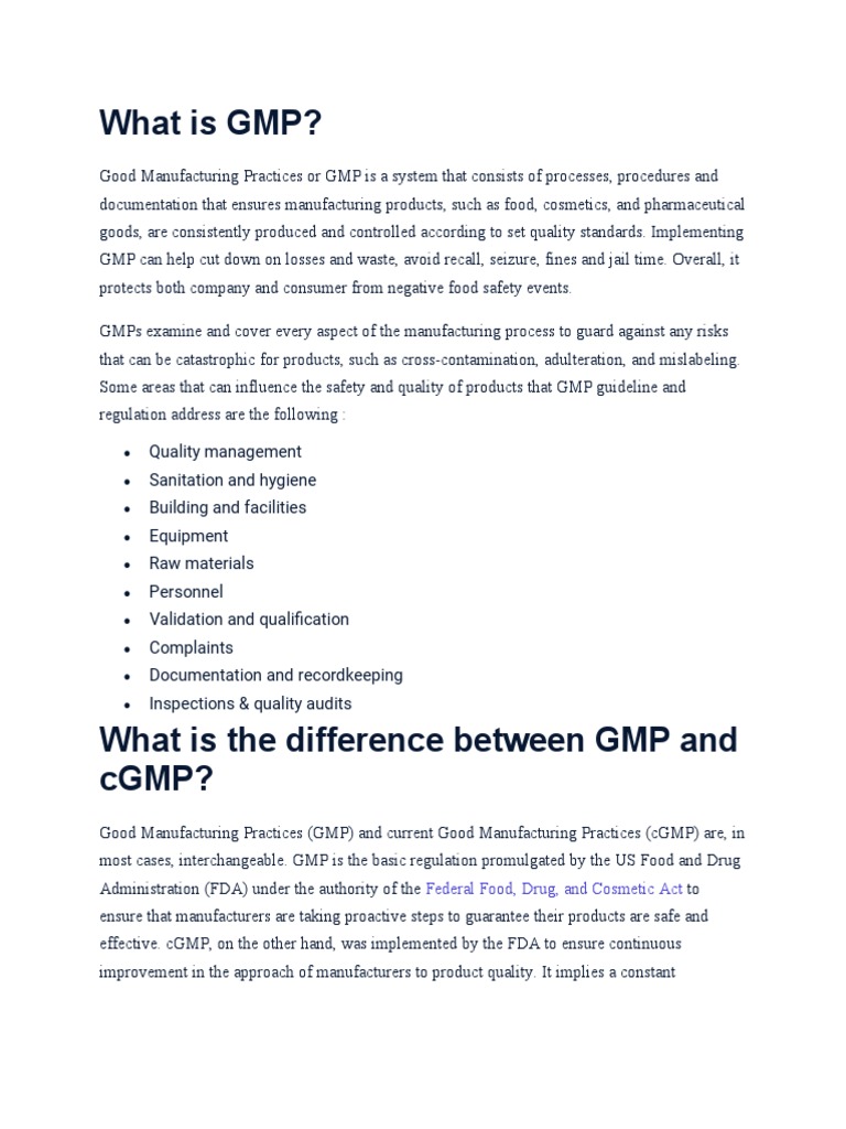 What Is GMP? Federal Food, Drug, and Cosmetic Act PDF Verification