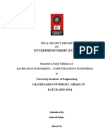 Entrepreneurship (Ucw-249) : Final Project Report ON