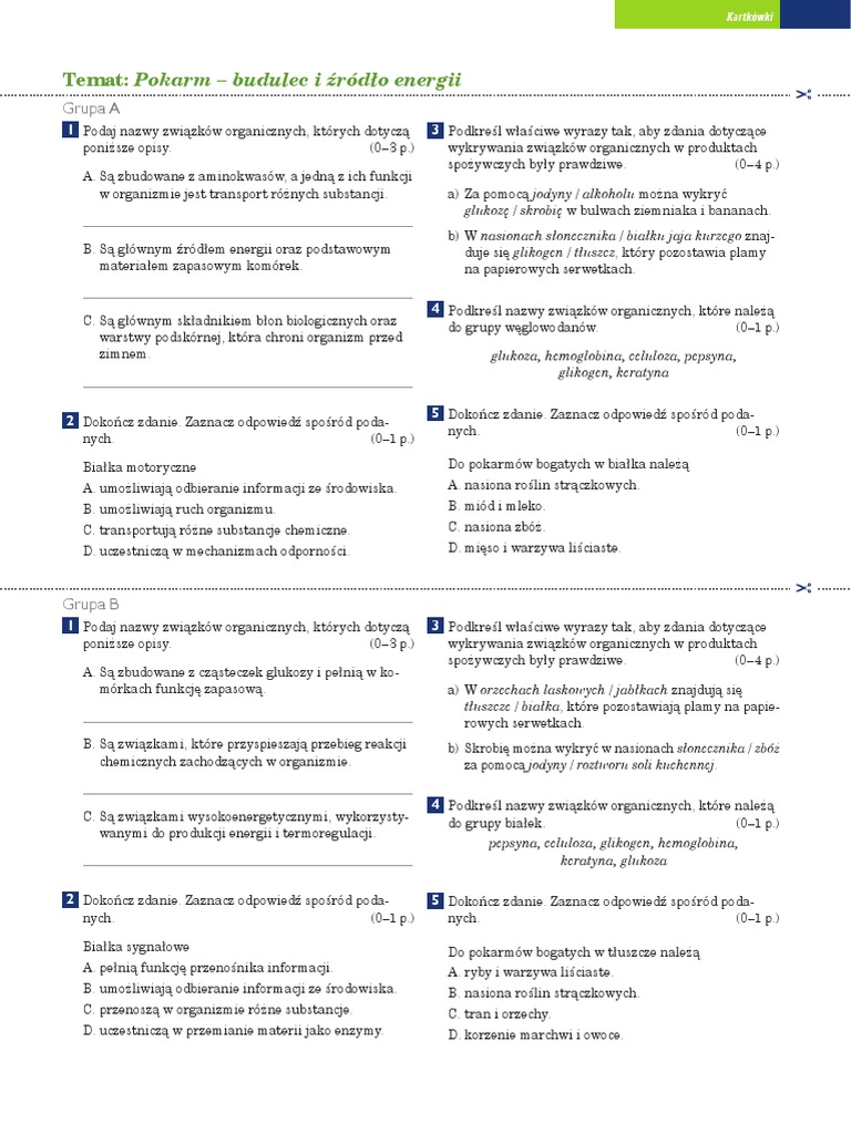 Sprawdzian Z Chemii źródła Energii Odpowiedzi