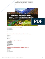 Important Pakistani Rivers, Dams, Lakes and Doaabas MCQs