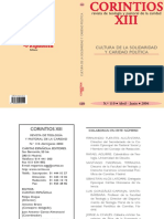 Corintios XIII Revista de Teologia y Pastoral de La Caridad 110. Cultura de La Solidaridad y Caridad Politica, (DUQUE, F. (Dir.) ), 2004