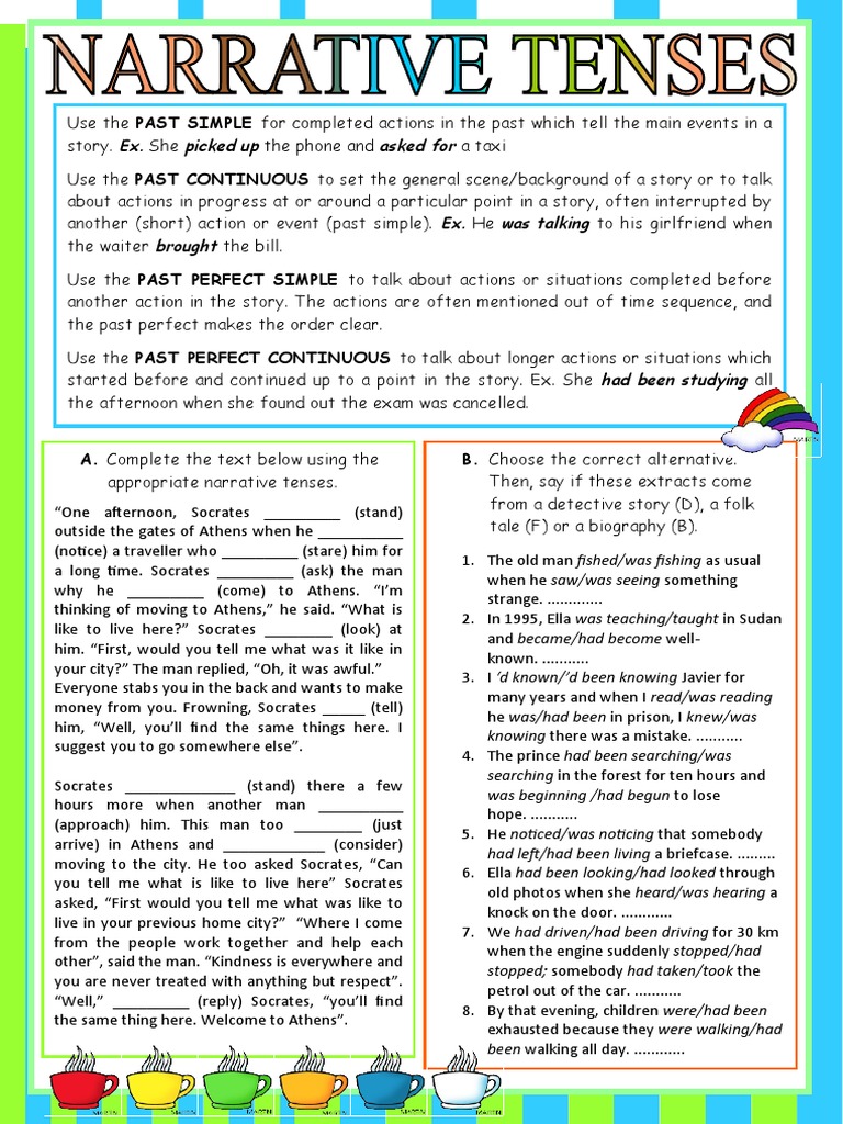 Narrative Tenses Fun Activities Games Grammar Guides Warmers Cooler