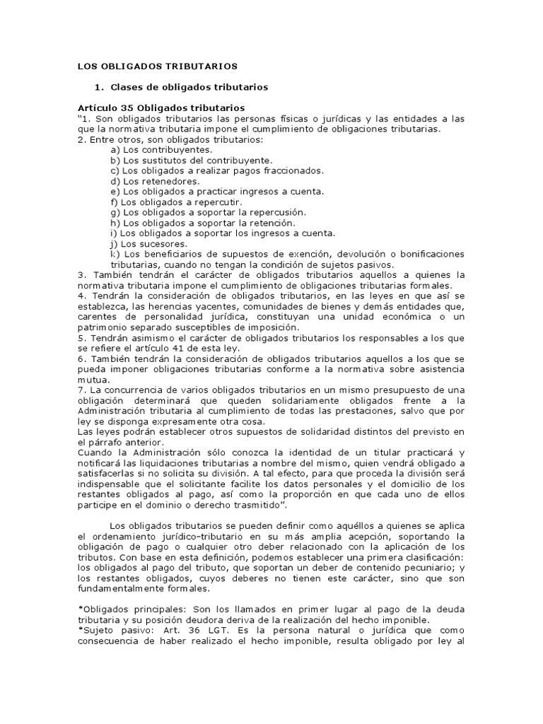 Los Obligados Tributarios | PDF | Pagos | Sociedad de responsabilidad ...