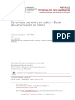 Dynamique Des Rotors en Torsion - Étude Des Amortisseurs de Torsion