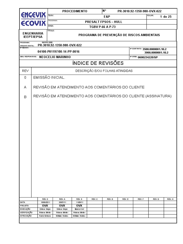Programa de Prevenção de Riscos Ambientais | PDF | Química | Ambiente ...