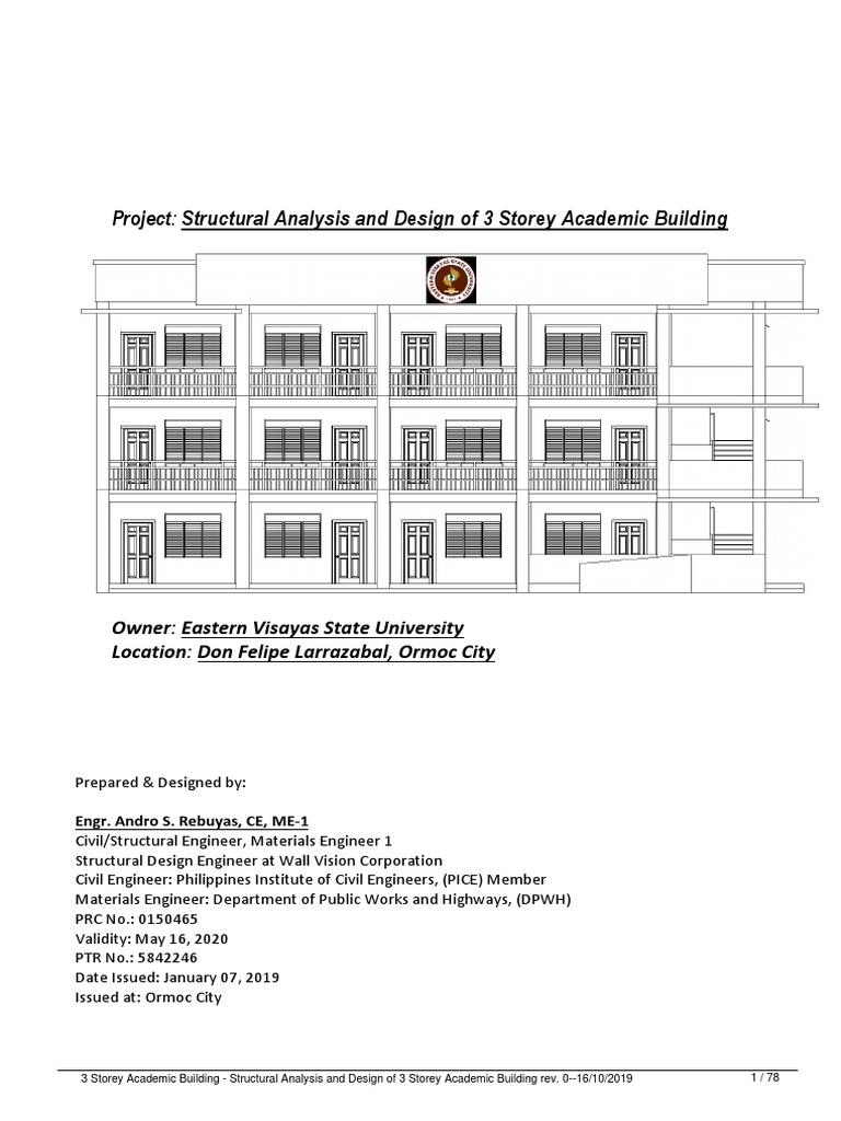 Structural Design of 3 Storey Academic Building | PDF | Strength Of ...
