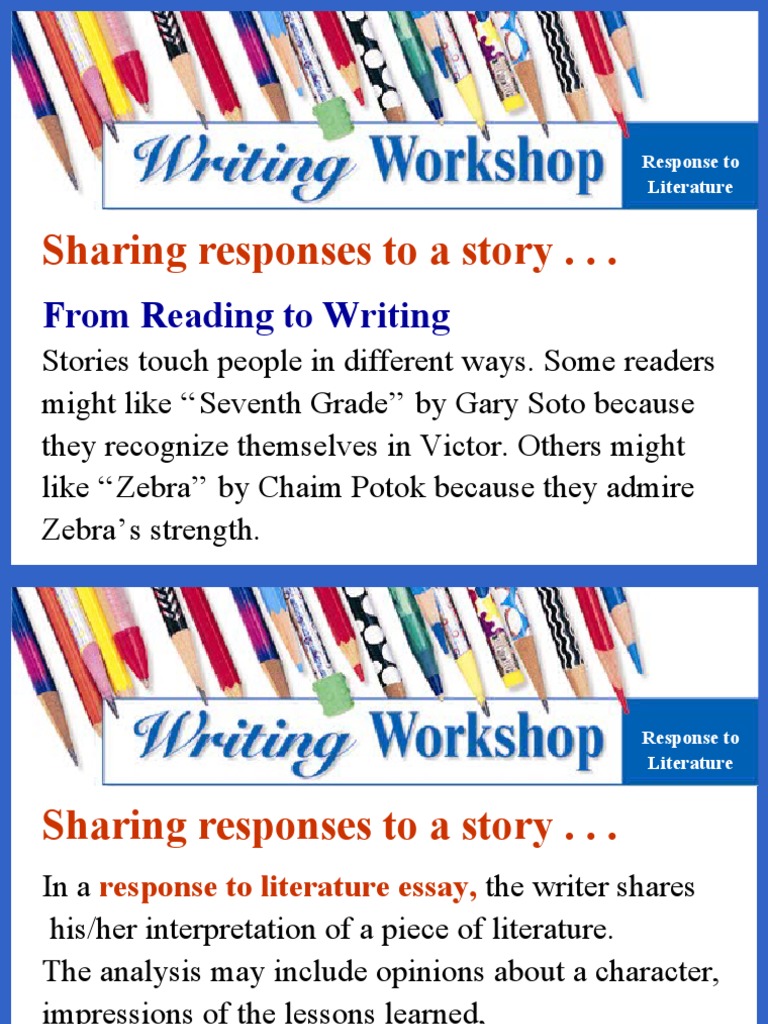 Sharing Responses To A Story . . From Reading To Writing PDF
