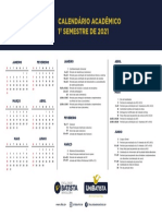 Calendário acadêmico 1o semestre 2021