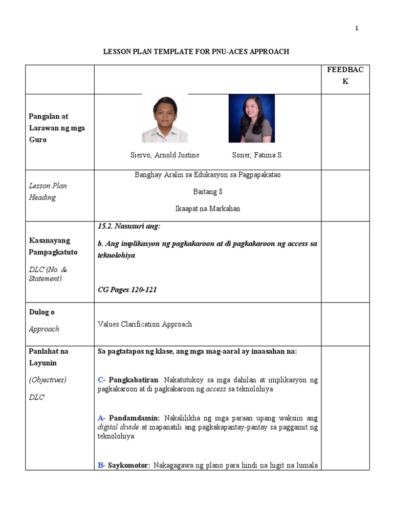 Draft 1 - Demo Teaching Lesson Plan | PDF | Information And ...
