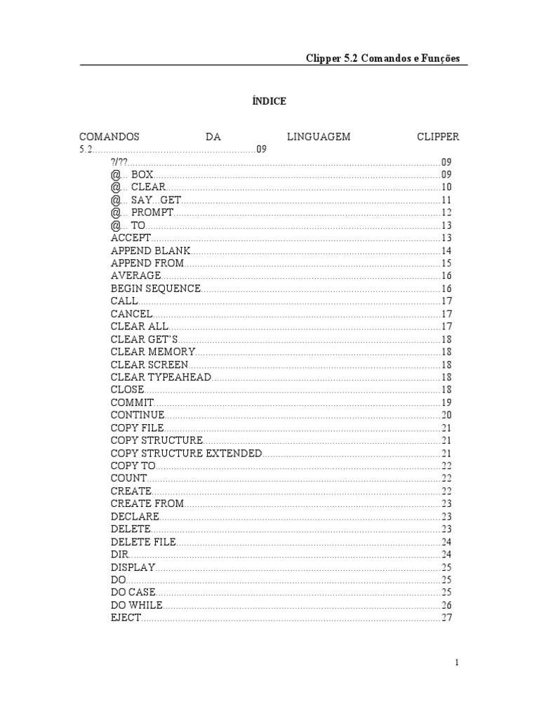 Clipper 5.2 Command Functions Guide | PDF | Human–Computer Interaction ...