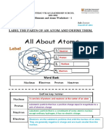 Label The Parts of An Atom and Define Them.: Elements and Atoms Worksheet - 1