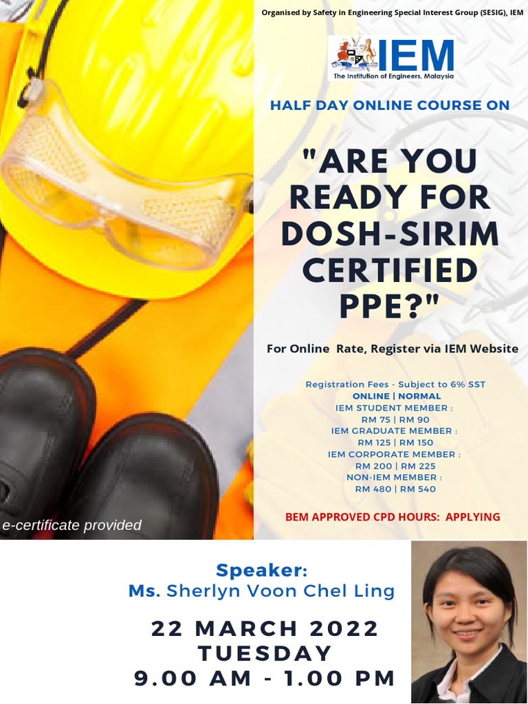 DOSH-SIRIM PPE Certification Course | PDF | Personal Protective ...