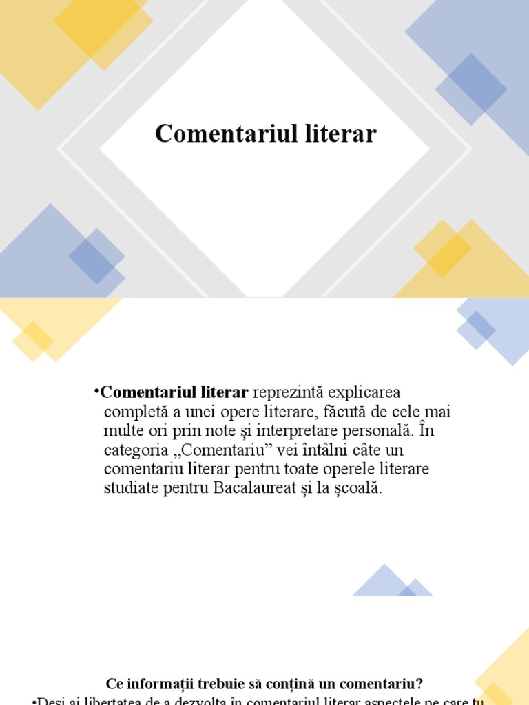 Comentariul Literar | PDF