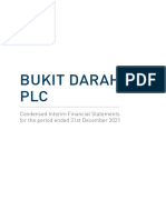 Bukit Darah PLC: Condensed Interim Financial Statements For The Period Ended 31st December 2021