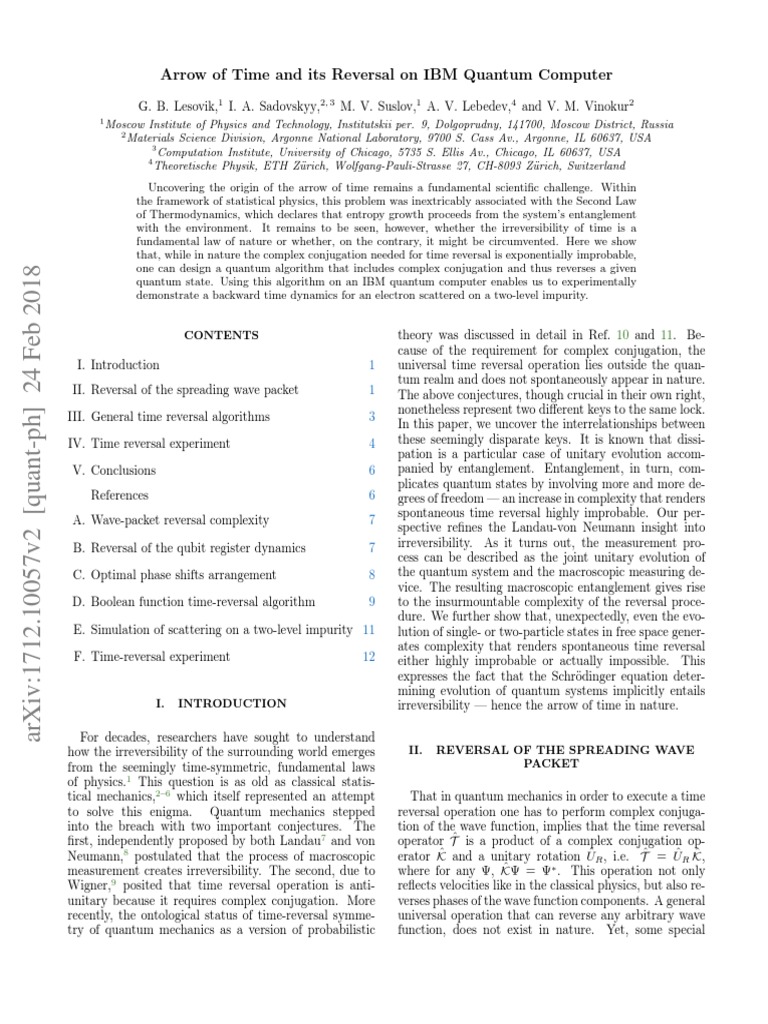 Arrow of Time and Its Reversal On IBM Quantum Computer | PDF