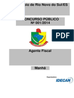 Idecan - 2015 - Prefeitura de Rio Novo Do Sul Es - Agente Fiscal - Prova