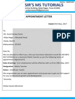 Appointment Letter: Dated:25th May, 2017