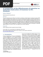 A Comparison of The Effectiveness of Inductive vs. Deductive Instruction of Grammar To EFL Students