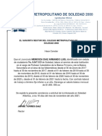 Colegio Metropolitano de Soledad 2000 documento oficial