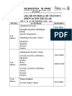 Cronograma de Entrega de Textos y Alimentación Escolar II Q