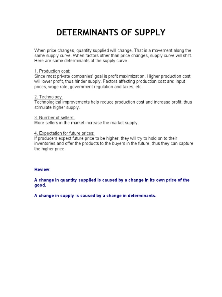 Supply (economics) intelligence overview