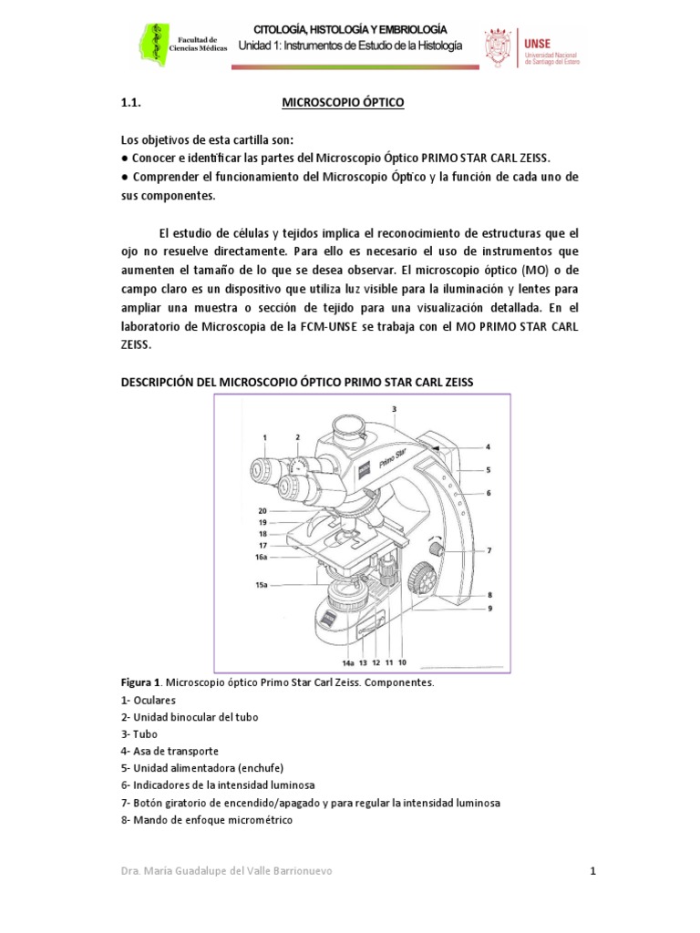 Partes y funciones del microscopio Primo Star | PDF | Lente de la ...