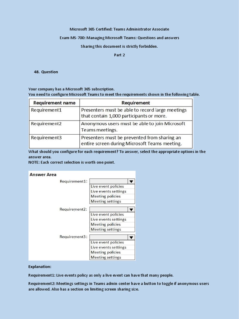 Exam+MS700+Managing+Microsoft+Teams+Questions+&+Answers+2 2 | PDF ...