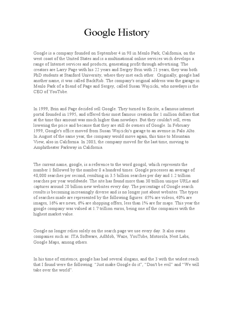 Google History Word PDF