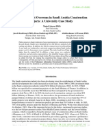 Analysis of Cost Overruns in Saudi Arabia Construction Projects: A University Case Study