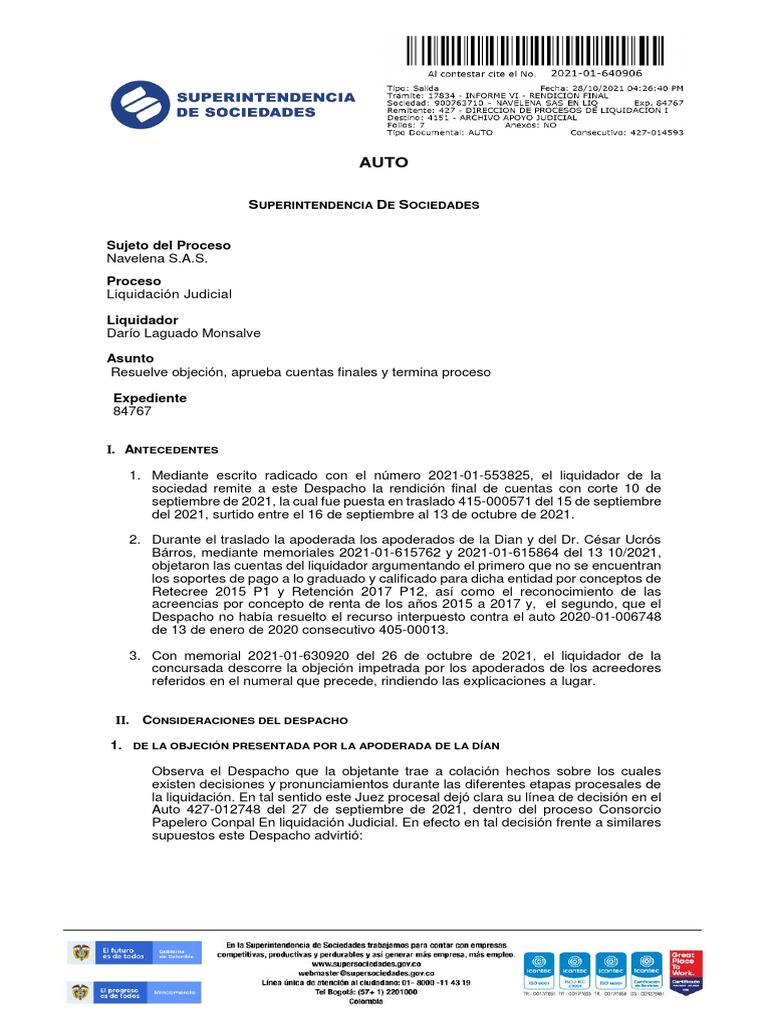 Auto Termina Proceso Concursal | PDF | Liquidación | Sociedad de ...