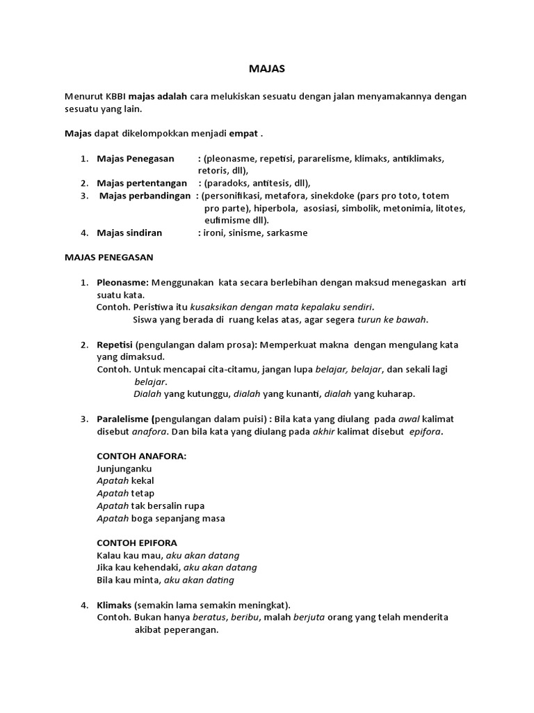 Majas: Jenis dan Contoh Penggunaan | PDF | Puisi