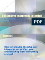 Consecutive Interpreting in English: Unit 2 Discussion Questions