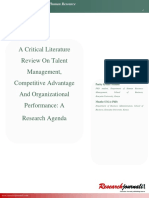 A Critical Literature Review On Talent Management, Competitive Advantage and Organizational Performance: A Research Agenda