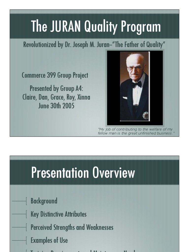 Juran Trilogy Quality Management Business