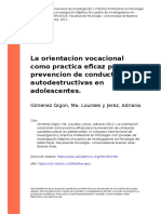 Gimenez Gigon, Ma. Lourdes y Jerez, A (..) (2011) - La Orientacion Vocacional Como Practica Eficaz para La Prevencion de Conductas Autode (... )