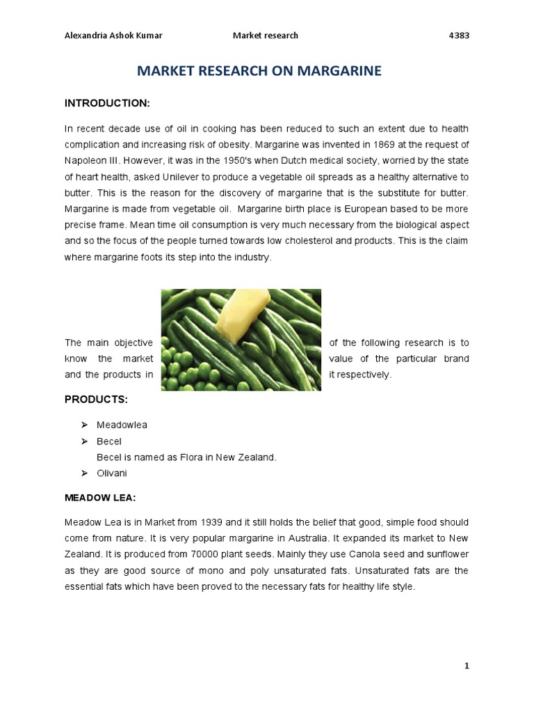 Market Research On Margarine Meadow Lea PDF Margarine Fat