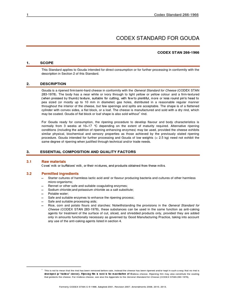 Codex General Standard For Cheese – HQDRES
