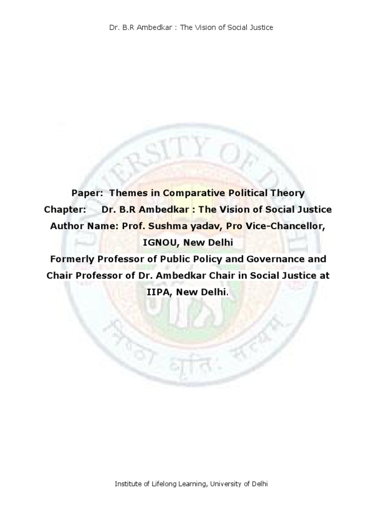Dr. B.R Ambedkar The Vision of Social Justice | PDF | Dalit | Crime ...