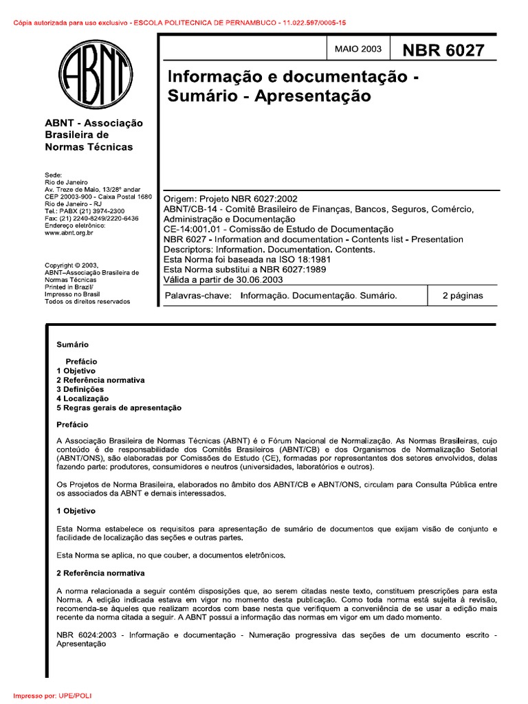 NBR 6027 | PDF